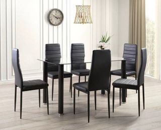 Mesa de comedor + 6 sillas Color NEGRO! 140X75