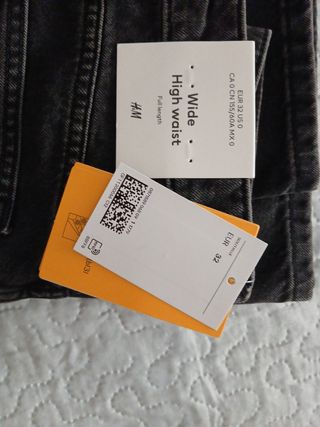 Pantalones H&M Wide High Waist Gris Talla 32