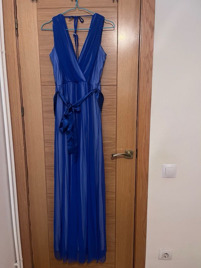 Vestido largo azul mujer