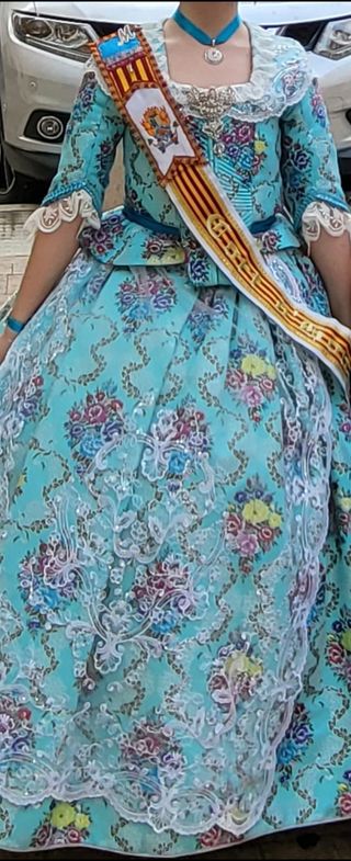 Traje de Fallera Niña Azul y Multicolor( ver fotos