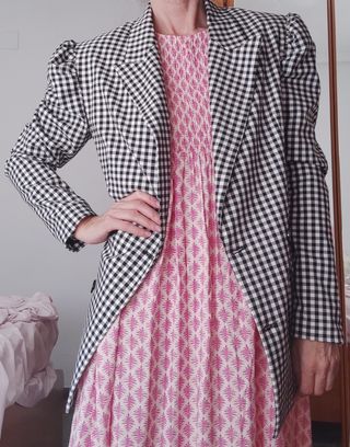 Blazer Vichy Negro Bershka Talla S