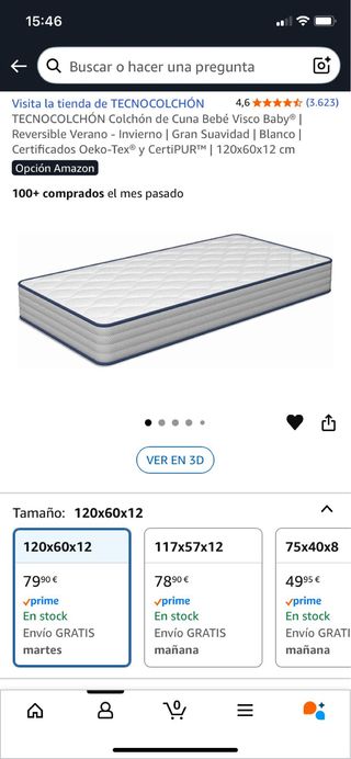 Cuna blanca madera. Regalo colchón visco y ropa