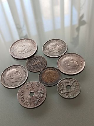 Lote 8 monedas españolas Franco 