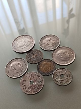 Lote 8 monedas españolas Franco 