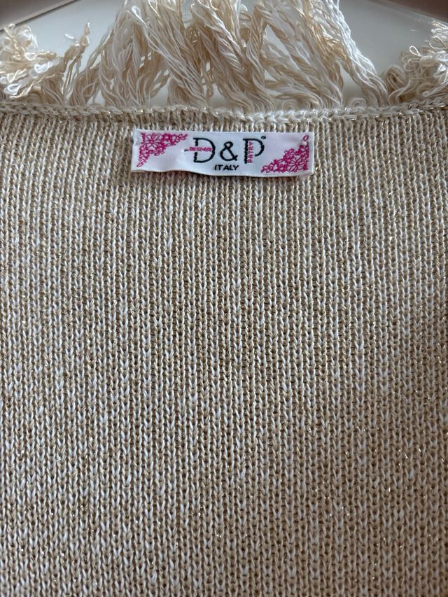 Soprabito in cotone beige con frange