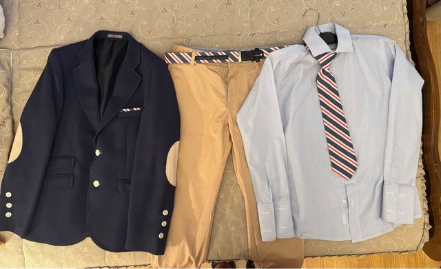 Traje comunión niño azul y beige talla 12/14