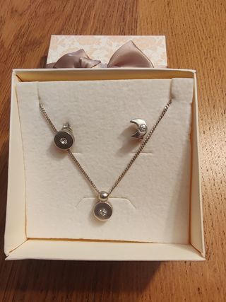 Conjunto collar y pendientes plata luna y sol