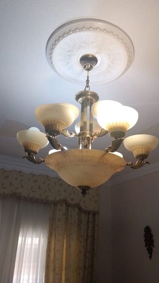 Lámpara de salón de cristal y metal
