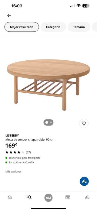 Mesa de centro redonda madera. 