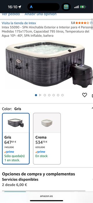 Jacuzzi Intex Hinchable Exterior Gris