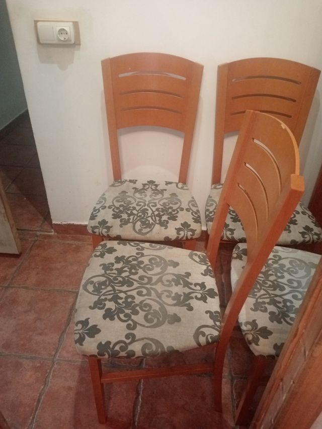 4 Sillas Comedor Madera Tapizadas