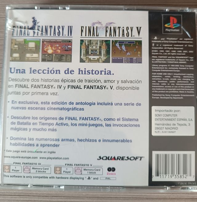 Final Fantasy Anthology PlayStation PAL
