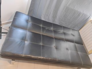 Sofá Cama Negro Piel Sintética