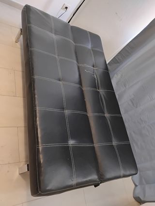 Sofá Cama Negro Piel Sintética