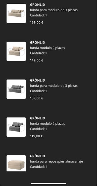 2  Sofás + puff + 2 fundas de Ikea.