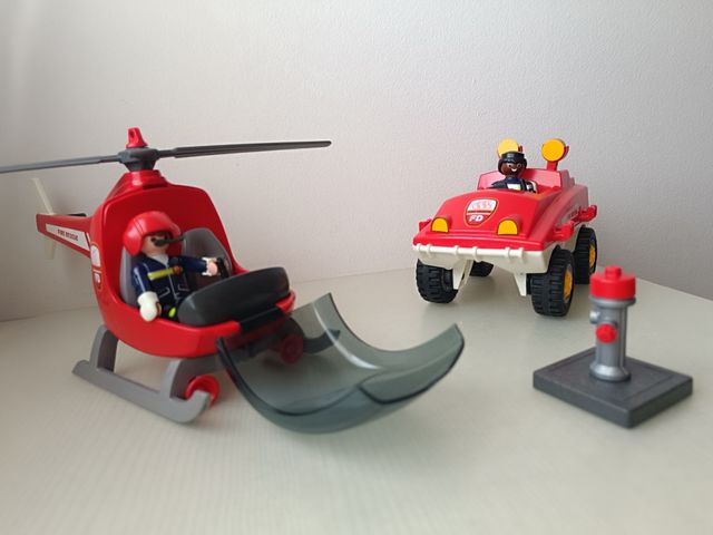 Camión y helicóptero bomberos Playmobil