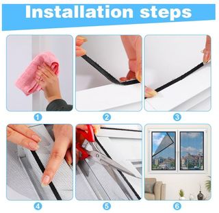 Set 6 Zanzariere Autoadesive Finestre 130 x 150 cm