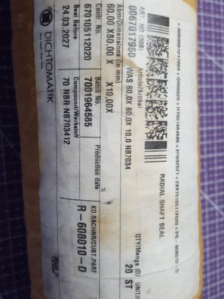 Pack 20 retenes DICHTOMATIK R-608010-D