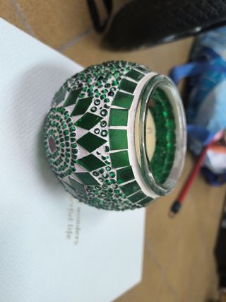 Vela decorativa de cristal verde