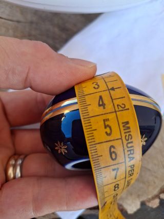 Uovo Limoges Francia Porcellana Blu Oro