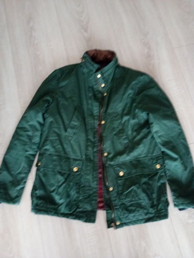 Cazadora encerada tipo Barbour verde botella