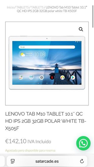 Lenovo Tab M10 10.1" Blanca 32GB