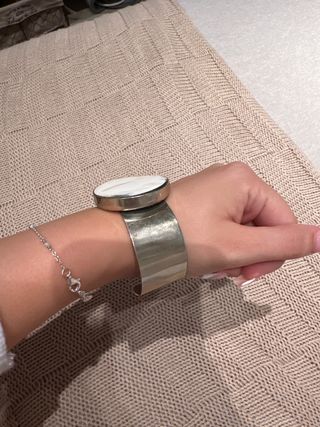 Pulsera esclava plata con piedra blanca ajusta