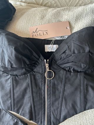 Oh Polly camicetta corsetto nero manica lunga