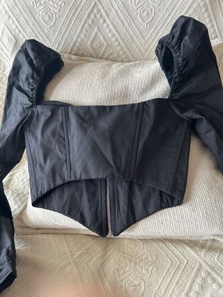 Oh Polly camicetta corsetto nero manica lunga