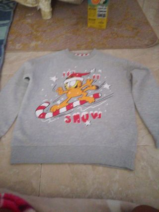 Sudadera Gris Garfield Navideña