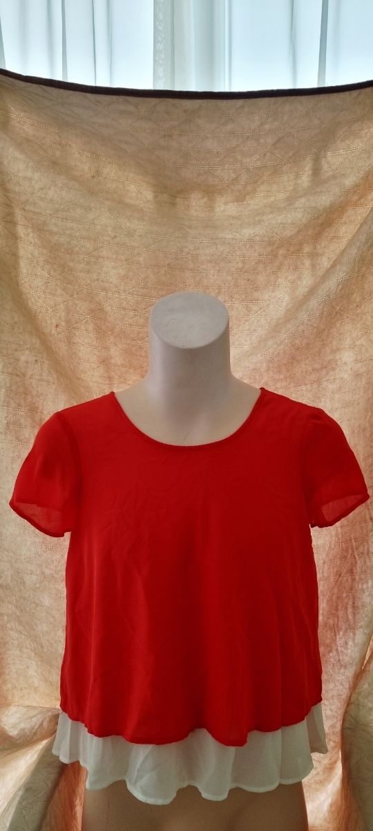 Top corallo e bianco