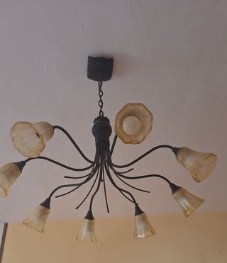 Lámparas de araña doradas y transparentes