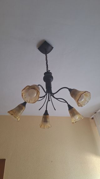 Lámparas de araña doradas y transparentes