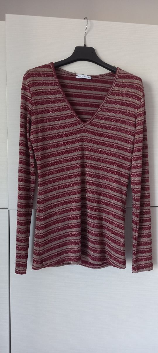 Maglia Motivi a righe rosse e beige