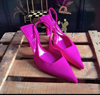 Zapatos Zara Rosa Slingback Tacón