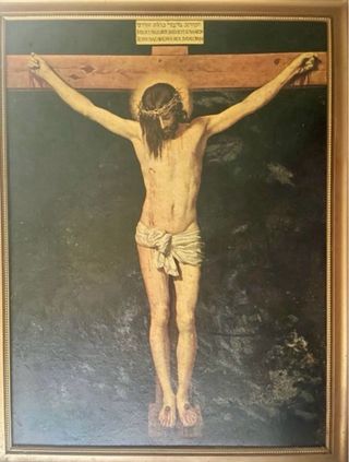 Pintura sobre tabla: Señor Crucificado S. XVIII