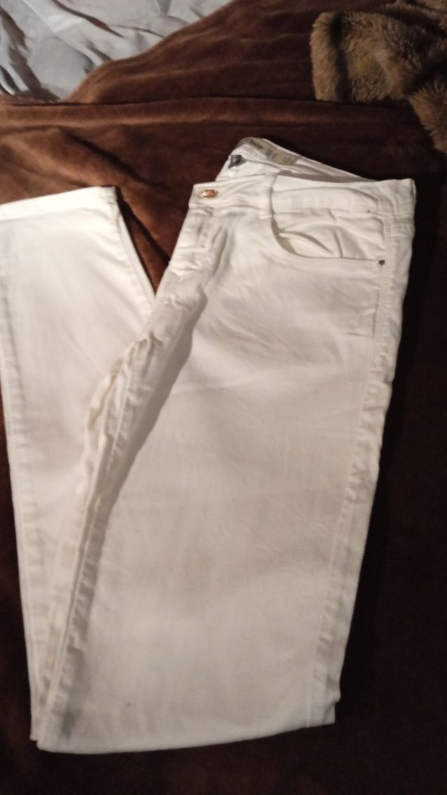 Calça Zara Branca Tamanho L Slim