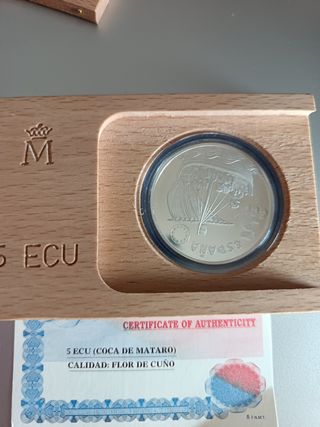 Moneda 5 ecus España 1996