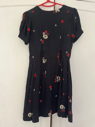 Vestido Free People Negro Estampado Fresas