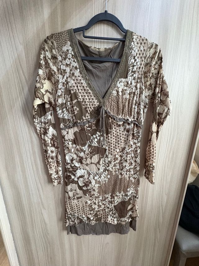 Vestito fantasia beige e marrone