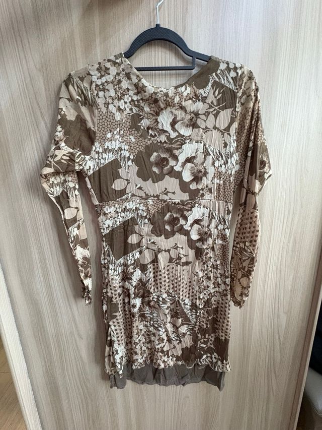 Vestito fantasia beige e marrone