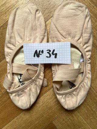 4 pares zapatillas ballet piel y tela