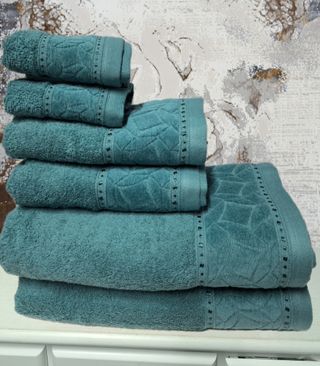 Jogo de 6 toalhas de banho, em verde petroleo, 550