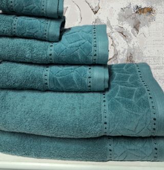 Jogo de 6 toalhas de banho, em verde petroleo, 550