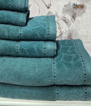 Jogo de 6 toalhas de banho, em verde petroleo, 550