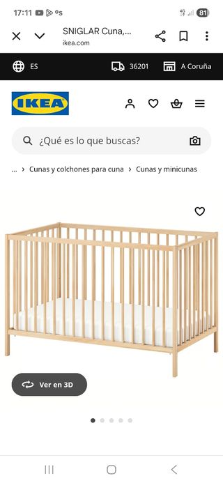 Cuna de madera SNIGLAR IKEA