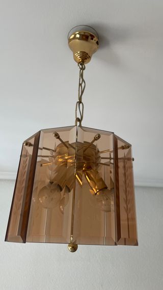 Lámpara Vintage Cristal y Metal Dorado