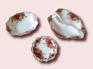 Royal Albert Bandejas aperitivos y Platillo Rosas