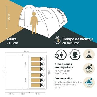 Tienda de campaña Skandika 540x450x210cm