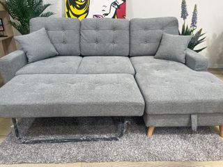 Elegante chaise longue nuevo con patas de madera